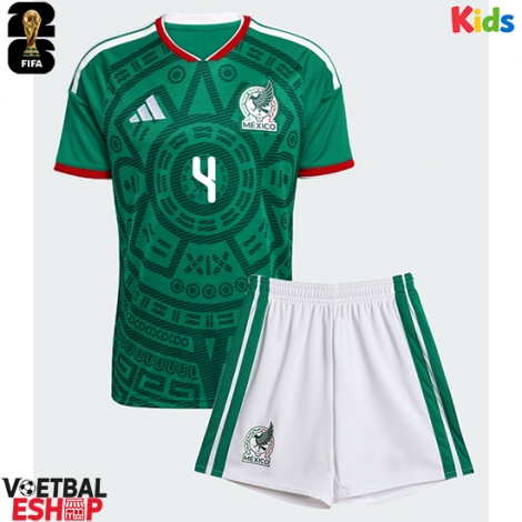 Mexico Edson Alvarez #4 Thuis tenue Kids WK 2026 Korte Mouw (+ Korte broeken)