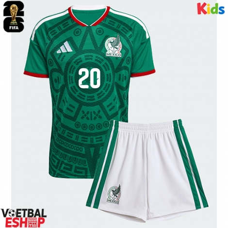 Mexico Henry Martin #20 Thuis tenue Kids WK 2026 Korte Mouw (+ Korte broeken)
