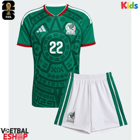 Mexico Hirving Lozano #22 Thuis tenue Kids WK 2026 Korte Mouw (+ Korte broeken)