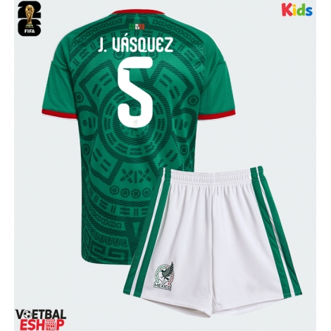 Mexico Johan Vasquez #5 Thuis tenue Kids WK 2026 Korte Mouw (+ Korte broeken)
