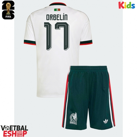 Mexico Orbelin Pineda #17 Uit tenue Kids WK 2026 Korte Mouw (+ Korte broeken)
