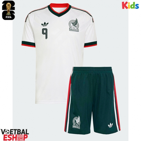 Mexico Raul Jimenez #9 Uit tenue Kids WK 2026 Korte Mouw (+ Korte broeken)