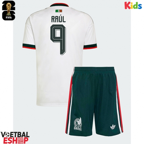 Mexico Raul Jimenez #9 Uit tenue Kids WK 2026 Korte Mouw (+ Korte broeken)