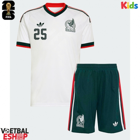 Mexico Roberto Alvarado #25 Uit tenue Kids WK 2026 Korte Mouw (+ Korte broeken)