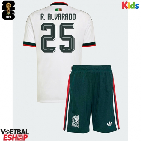 Mexico Roberto Alvarado #25 Uit tenue Kids WK 2026 Korte Mouw (+ Korte broeken)