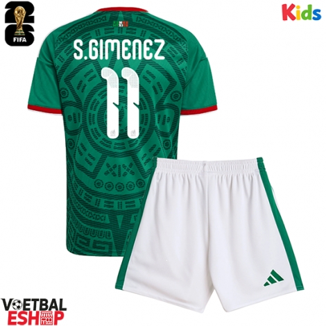 Mexico Santiago Gimenez #11 Thuis tenue Kids WK 2026 Korte Mouw (+ Korte broeken)