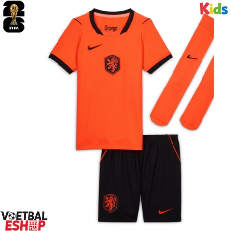 Nederland Thuis tenue Kids WK 2026 Korte Mouw (+ Korte broeken)