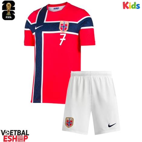 Noorwegen Alexander Sorloth #7 Thuis tenue Kids WK 2026 Korte Mouw (+ Korte broeken)