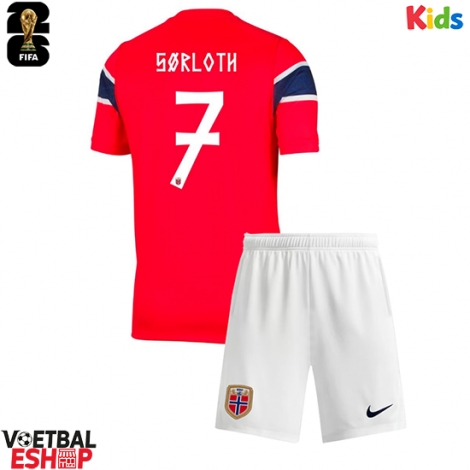 Noorwegen Alexander Sorloth #7 Thuis tenue Kids WK 2026 Korte Mouw (+ Korte broeken)