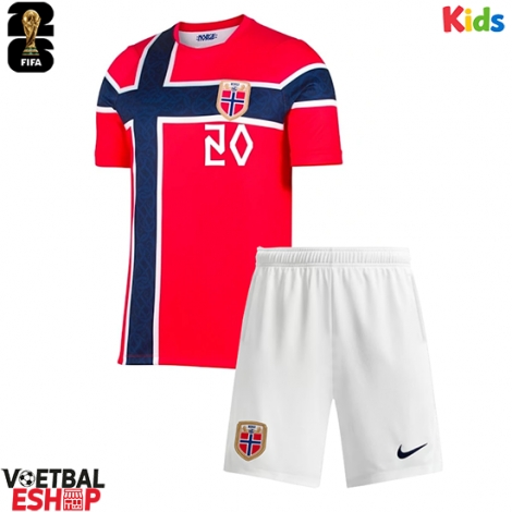 Noorwegen Jorgen Strand Larsen #11 Thuis tenue Kids WK 2026 Korte Mouw (+ Korte broeken)