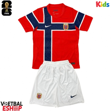 Noorwegen Thuis tenue Kids WK 2026 Korte Mouw (+ Korte broeken)