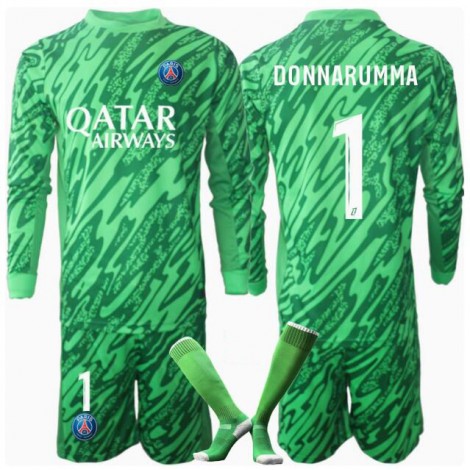 Paris Saint-Germain Gianluigi Donnarumma #1 Keeper Thuis tenue Kids 2024-25 Lange Mouw (+ Korte broeken)