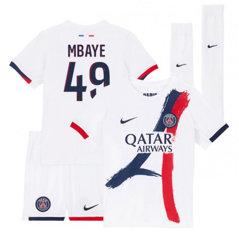 Paris Saint-Germain Ibrahim Mbaye #49 Uit tenue Kids 2025-26 Korte Mouw (+ Korte broeken)