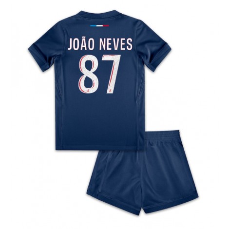 Paris Saint-Germain Joao Neves #87 Thuis tenue Kids 2024-25 Korte Mouw (+ Korte broeken)
