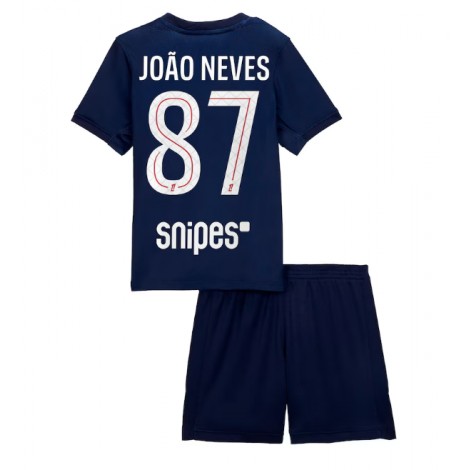 Paris Saint-Germain Joao Neves #87 Thuis tenue Kids 2025-26 Korte Mouw (+ Korte broeken)