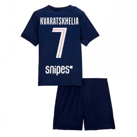 Paris Saint-Germain Khvicha Kvaratskhelia #7 Thuis tenue Kids 2025-26 Korte Mouw (+ Korte broeken)