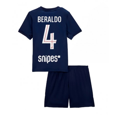 Paris Saint-Germain Lucas Beraldo #4 Thuis tenue Kids 2025-26 Korte Mouw (+ Korte broeken)