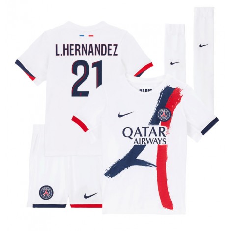 Paris Saint-Germain Lucas Hernandez #21 Uit tenue Kids 2024-25 Korte Mouw (+ Korte broeken)