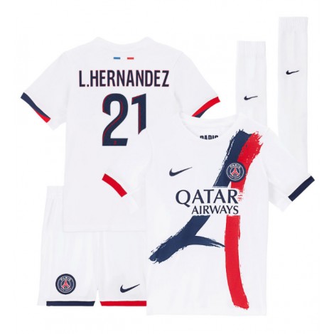 Paris Saint-Germain Lucas Hernandez #21 Uit tenue Kids 2025-26 Korte Mouw (+ Korte broeken)