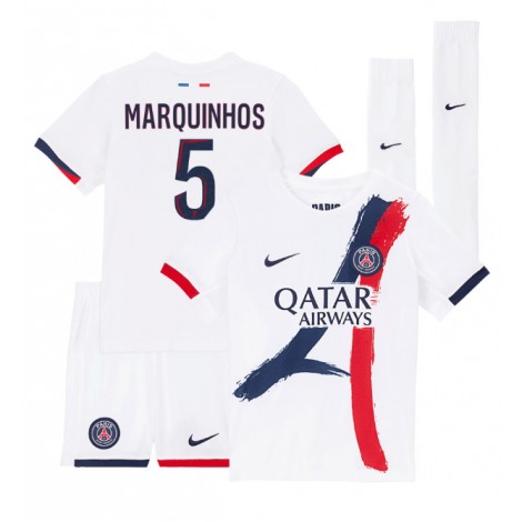 Paris Saint-Germain Marquinhos #5 Uit tenue Kids 2024-25 Korte Mouw (+ Korte broeken)