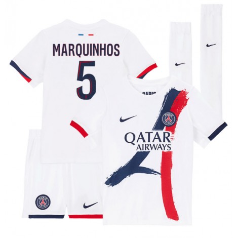 Paris Saint-Germain Marquinhos #5 Uit tenue Kids 2025-26 Korte Mouw (+ Korte broeken)