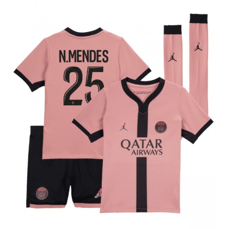 Paris Saint-Germain Nuno Mendes #25 Derde tenue Kids 2024-25 Korte Mouw (+ Korte broeken)