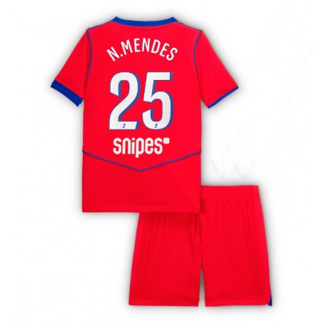 Paris Saint-Germain Nuno Mendes #25 Derde tenue Kids 2025-26 Korte Mouw (+ Korte broeken)