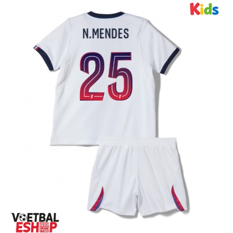 Paris Saint-Germain Nuno Mendes #25 Uit tenue Kids 2026-27 Korte Mouw (+ Korte broeken)
