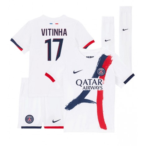 Paris Saint-Germain Vitinha #17 Uit tenue Kids 2024-25 Korte Mouw (+ Korte broeken)