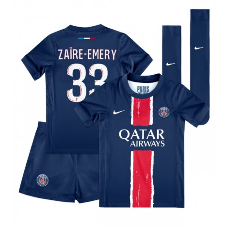Paris Saint-Germain Warren Zaire-Emery #33 Thuis tenue Kids 2024-25 Korte Mouw (+ Korte broeken)