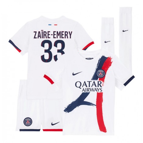 Paris Saint-Germain Warren Zaire-Emery #33 Uit tenue Kids 2025-26 Korte Mouw (+ Korte broeken)