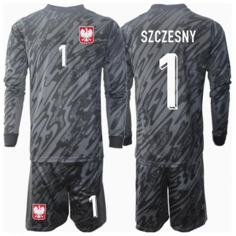 Polen Wojciech Szczesny #1 Keeper Uit tenue Kids EK 2024 Lange Mouw (+ Korte broeken)