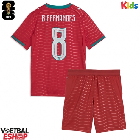 Portugal Bruno Fernandes #8 Thuis tenue Kids WK 2026 Korte Mouw (+ Korte broeken)