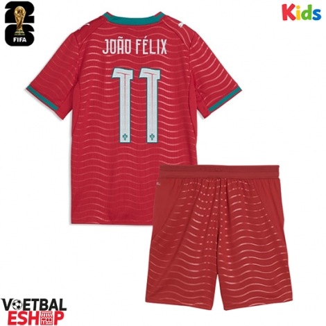 Portugal Joao Felix #11 Thuis tenue Kids WK 2026 Korte Mouw (+ Korte broeken)