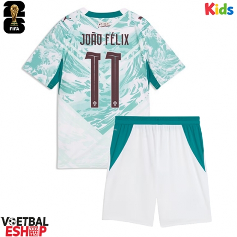 Portugal Joao Felix #11 Uit tenue Kids WK 2026 Korte Mouw (+ Korte broeken)