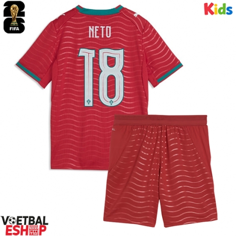 Portugal Pedro Neto #18 Thuis tenue Kids WK 2026 Korte Mouw (+ Korte broeken)