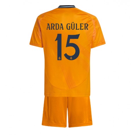 Real Madrid Arda Guler #15 Uit tenue Kids 2024-25 Korte Mouw (+ Korte broeken)