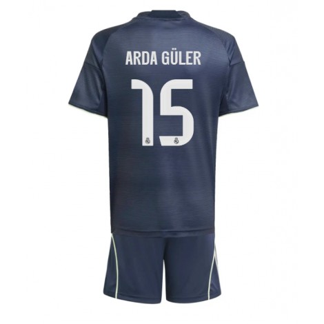 Real Madrid Arda Guler #15 Uit tenue Kids 2025-26 Korte Mouw (+ Korte broeken)