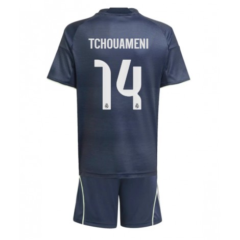 Real Madrid Aurelien Tchouameni #14 Uit tenue Kids 2025-26 Korte Mouw (+ Korte broeken)