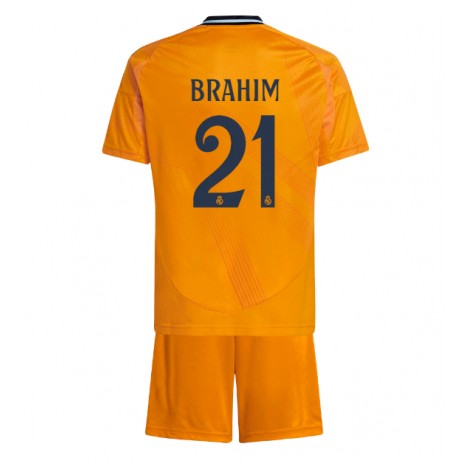 Real Madrid Brahim Diaz #21 Uit tenue Kids 2024-25 Korte Mouw (+ Korte broeken)