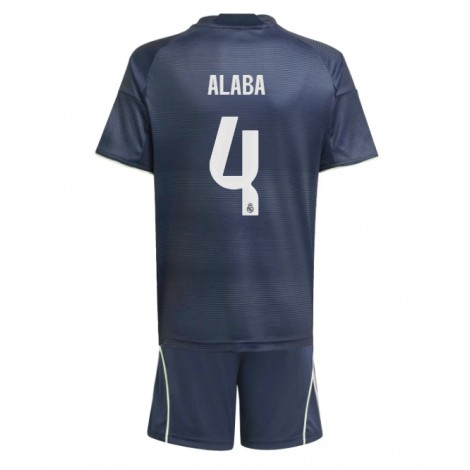 Real Madrid David Alaba #4 Uit tenue Kids 2025-26 Korte Mouw (+ Korte broeken)