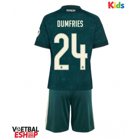 Real Madrid Denzel Dumfries #24 Uit tenue Kids 2026-27 Korte Mouw (+ Korte broeken)