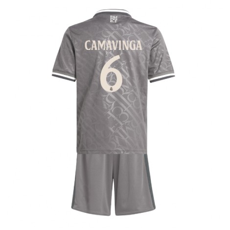 Real Madrid Eduardo Camavinga #6 Derde tenue Kids 2024-25 Korte Mouw (+ Korte broeken)