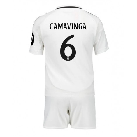 Real Madrid Eduardo Camavinga #6 Thuis tenue Kids 2024-25 Korte Mouw (+ Korte broeken)