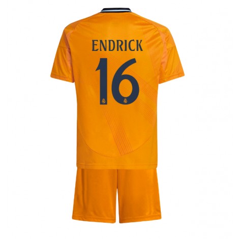 Real Madrid Endrick #16 Uit tenue Kids 2024-25 Korte Mouw (+ Korte broeken)