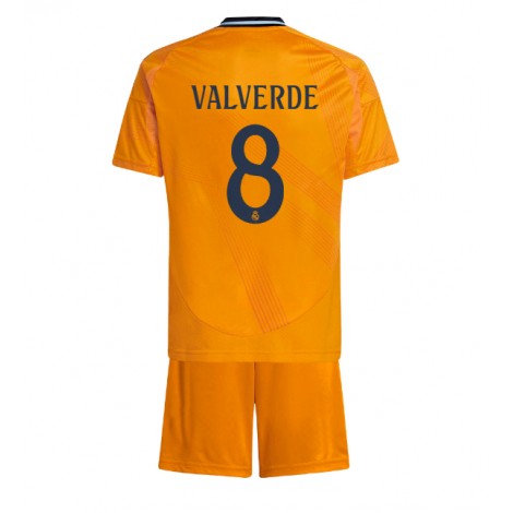 Real Madrid Federico Valverde #8 Uit tenue Kids 2024-25 Korte Mouw (+ Korte broeken)