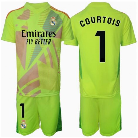 Real Madrid Thibaut Courtois #1 Keeper Derde tenue Kids 2024-25 Korte Mouw (+ Korte broeken)