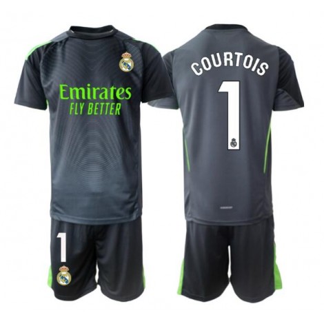 Real Madrid Thibaut Courtois #1 Keeper Derde tenue Kids 2025-26 Korte Mouw (+ Korte broeken)
