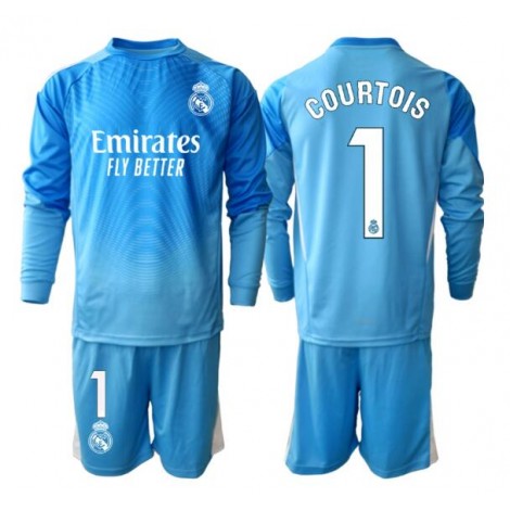 Real Madrid Thibaut Courtois #1 Keeper Thuis tenue Kids 2025-26 Lange Mouw (+ Korte broeken)
