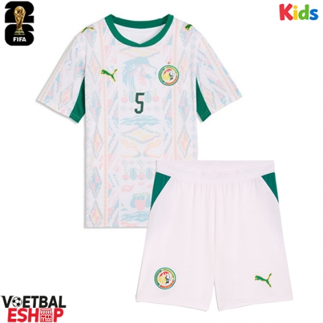 Senegal Idrissa Gueye #5 Thuis tenue Kids WK 2026 Korte Mouw (+ Korte broeken)